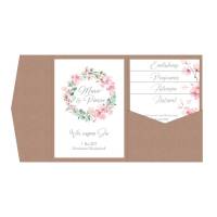 Pocketfold Einladungskarten Kirschblüten Eukalytus