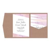 Pocketfold Einladungskarten Hochzeit pastell Aquarell Peach gestalten