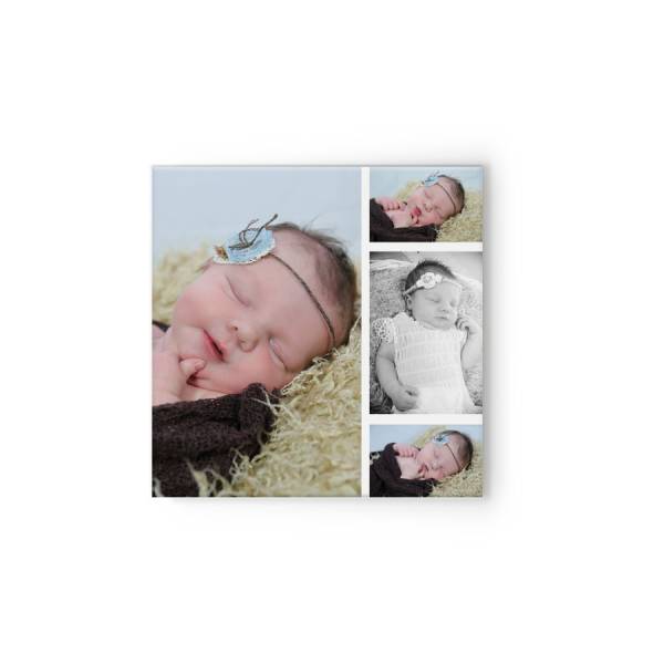 quadratische Fotoleinwand mit 4 Fotos Baby Newborn