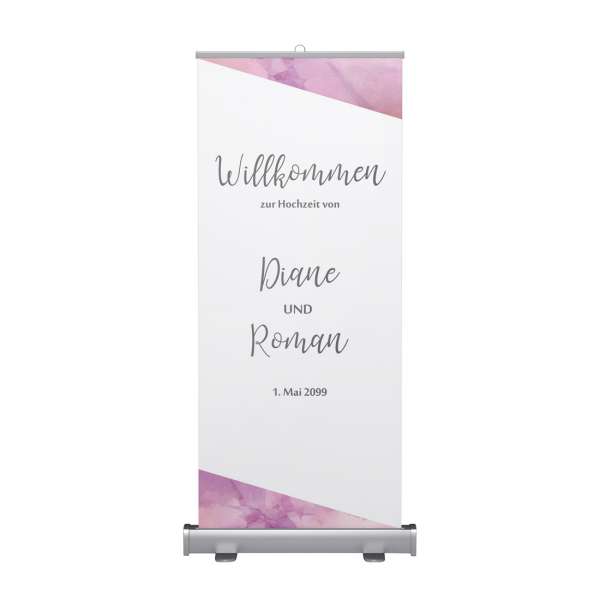 Roll-Up als Willkommensschild oder Tagesablauf für die Hochzeit "Diane & Roman"