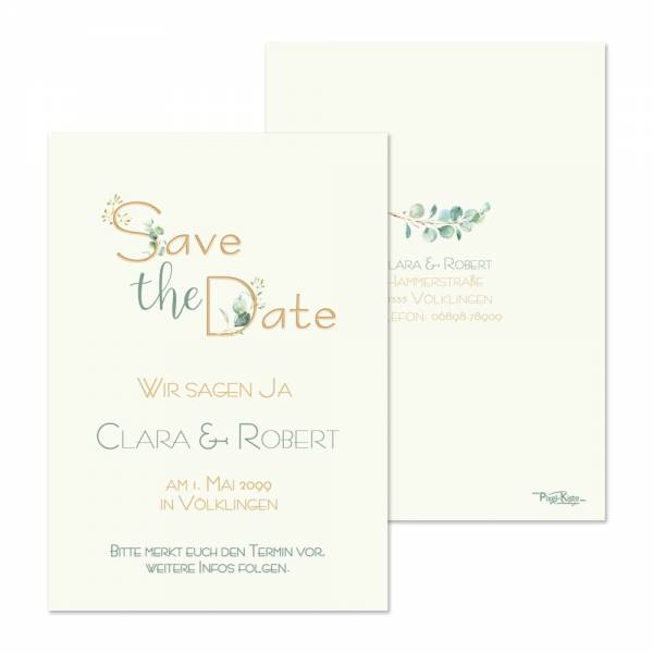 Save-the-Date Karten Greenery Eukalyptus online drucken