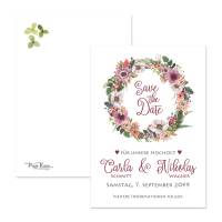 florale Save-the-Date-Hochzeitskarten mit floralem Blumenmotiv