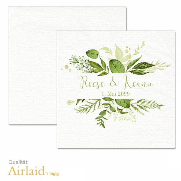 bedruckte Servietten Greenery Wedding 