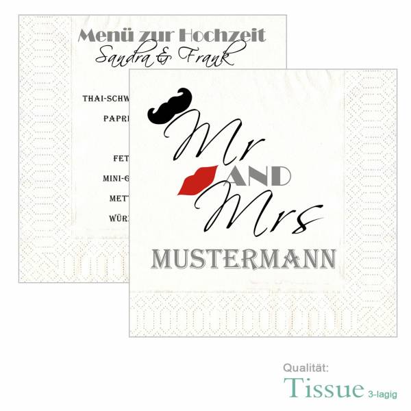 bedruckte Servietten "Mr und Mrs" zur Hochzeit Tissue