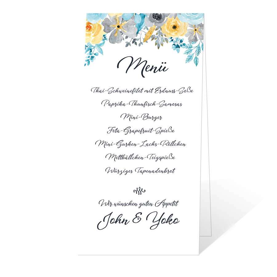 Speisekarten Getränkekarten zur Hochzeit Aquarell drucken