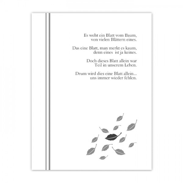 Individuelle Sterbebilder mit Foto des Verstorbenen "Blätter"
