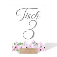 Tischnummernkarten für die Hochzeit Boho Blüten