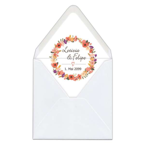 Briefumschlag-Inlett Hochzeit gedruckt "Letizia & Felipe"