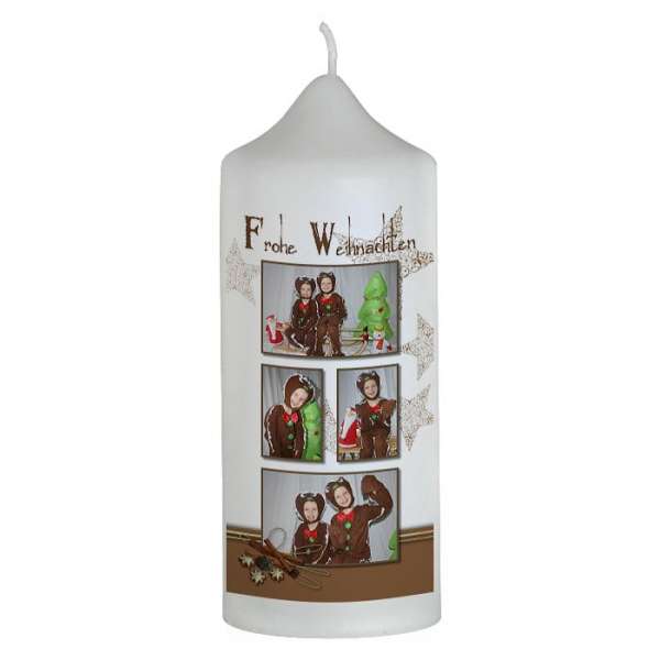 Weihnachtskerze mit Foto "Zimtstern"