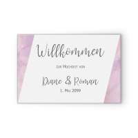 Willkommensschild für die Hochzeit in Pastellfarben "Diane & Roman"
