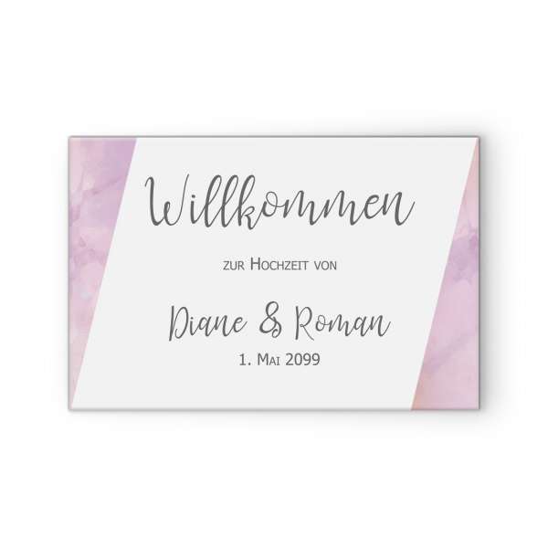 Willkommensschild für die Hochzeit in Pastellfarben "Diane & Roman"