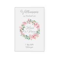 Willkommensschild Hochzeit Kirschblüten Eukalytus Leinwand Poster