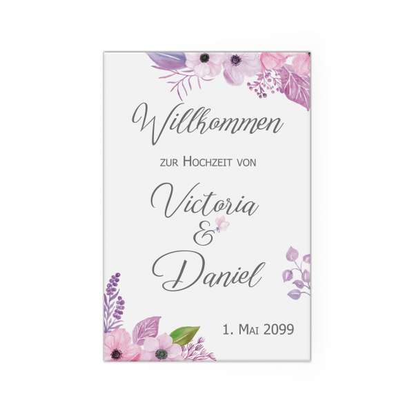 Willkommensschild für die Hochzeitsfeier «Victoria & Daniel»